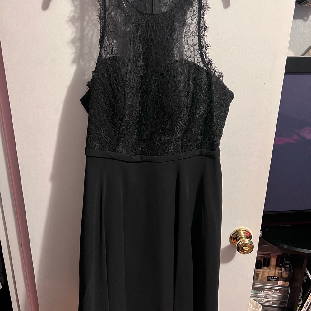 Azazie Black Lace Midi Dress